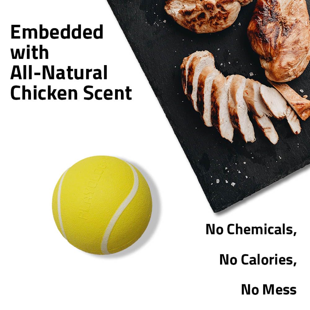 Playology balle-odeur-poulet-naturel : parfum durable que les chiens aiment.