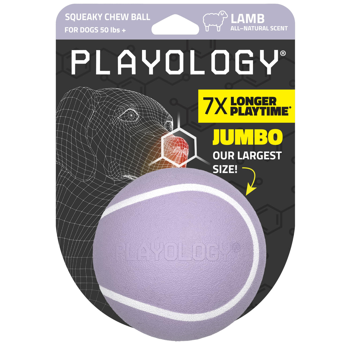 Playology Balle qui couine pour gros chien, idéale pour jeu et mastication.