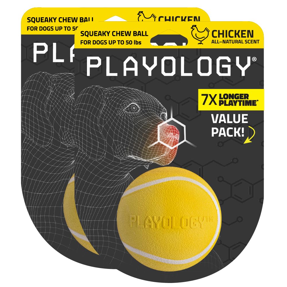 Playology balle-siffle-moyenne : attire le chien et prolonge le jeu.
