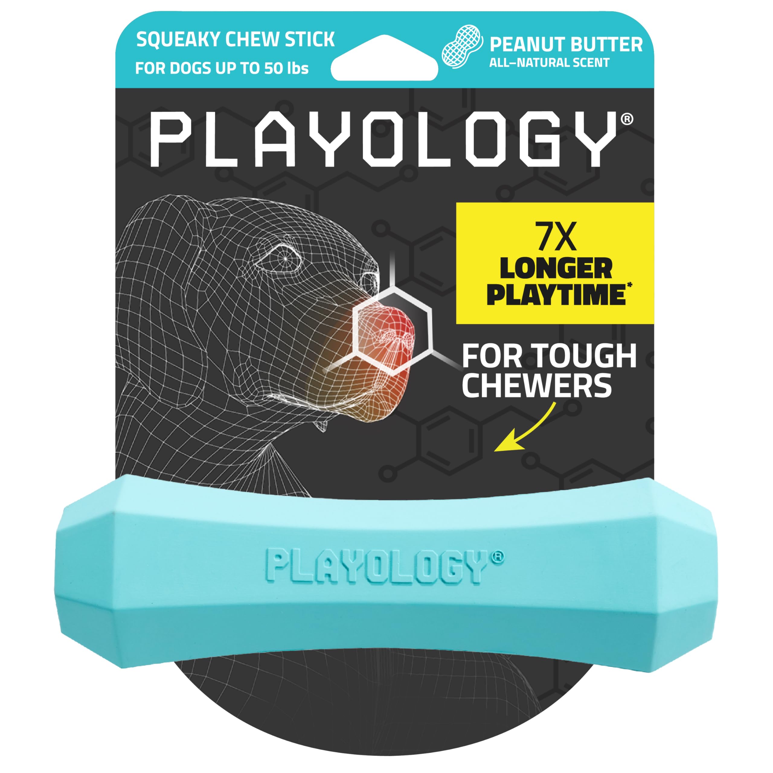 Playology Baton-siffleur moyen pour chien, capte l'attention et prolonge le jeu.