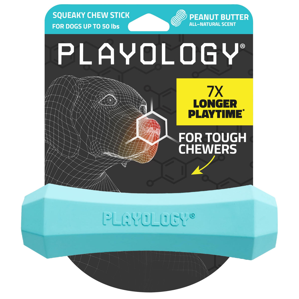 Playology Baton-siffleur moyen pour chien, capte l'attention et prolonge le jeu.