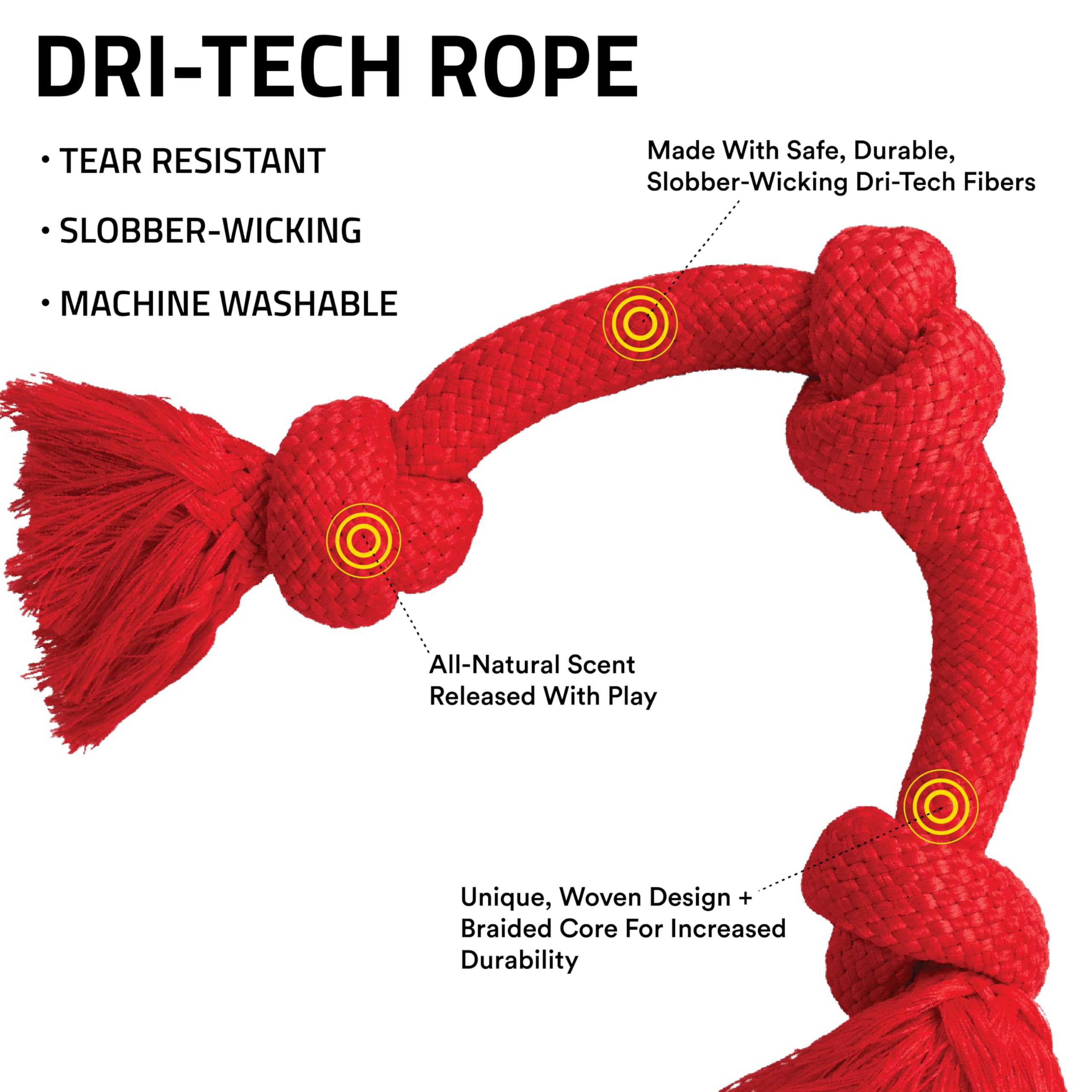 Playology Dri-Tech Corde pour grands chiens, idéale pour mâcheurs puissants.