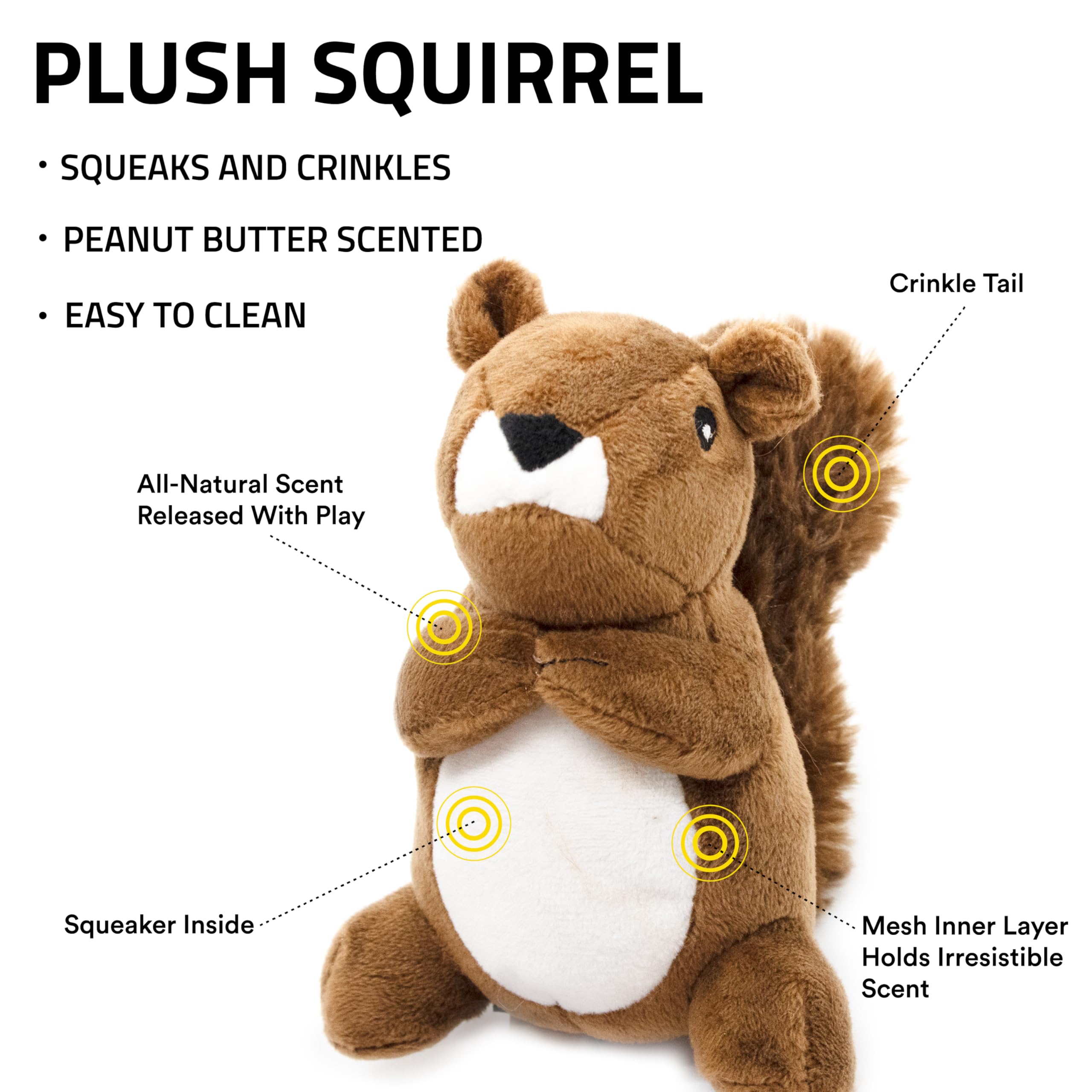 Playology Écureuil en peluche avec son aigu, attire l’attention lors du jeu.