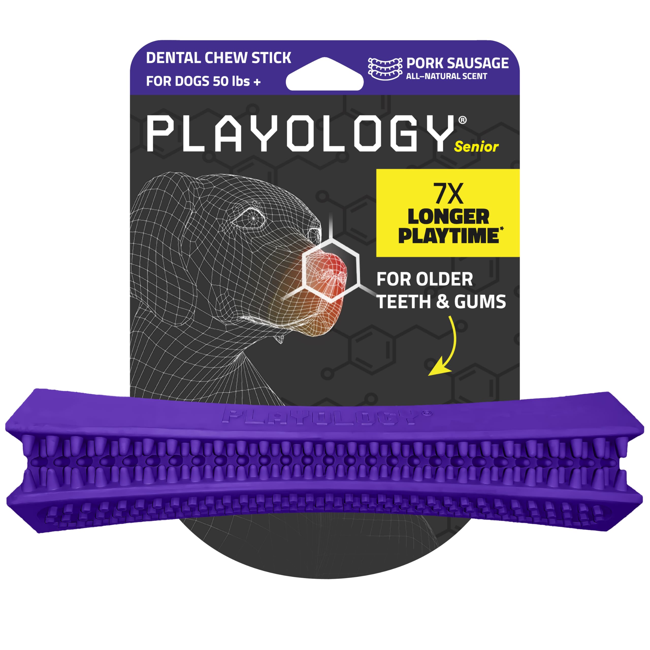 Playology jumbo: jouet dentif stick au porc idéal pour grands chiens.