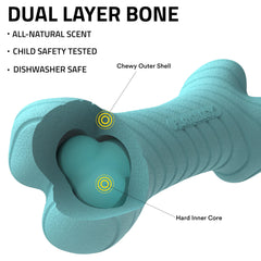 Playology Os Double-Couche pour chien moyen, usage intérieur et extérieur, résistant.