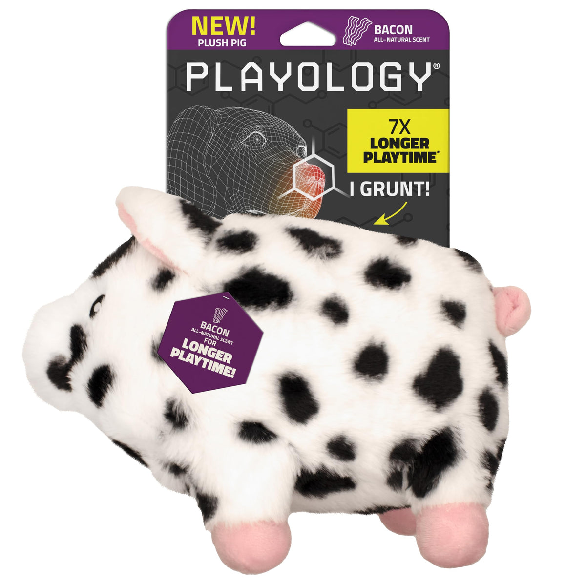 Playology peluche-cochon-chien: jouet doux et interactif avec parfum naturel.