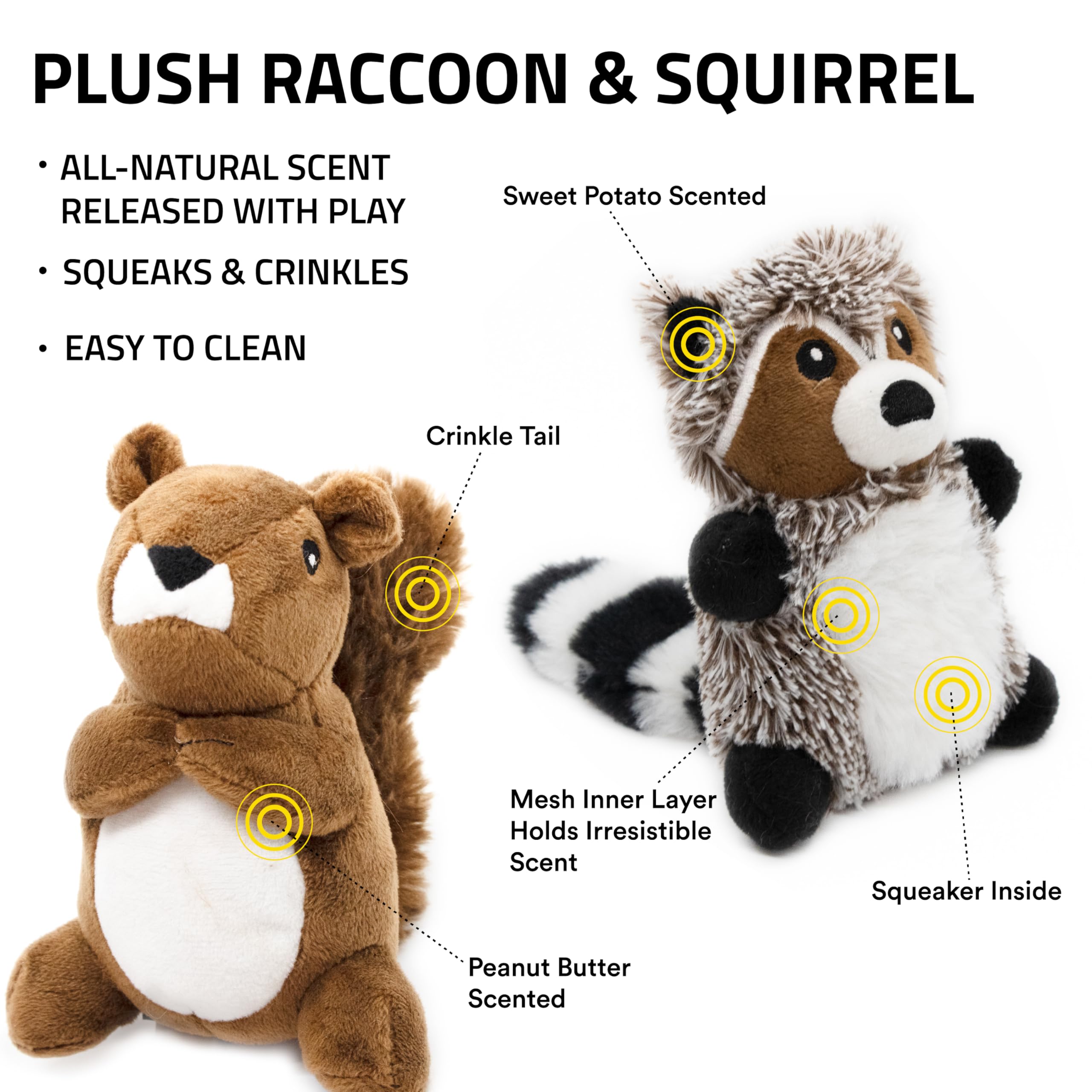 Playology peluche écureuil chien : parfum naturel et stimulation olfactive