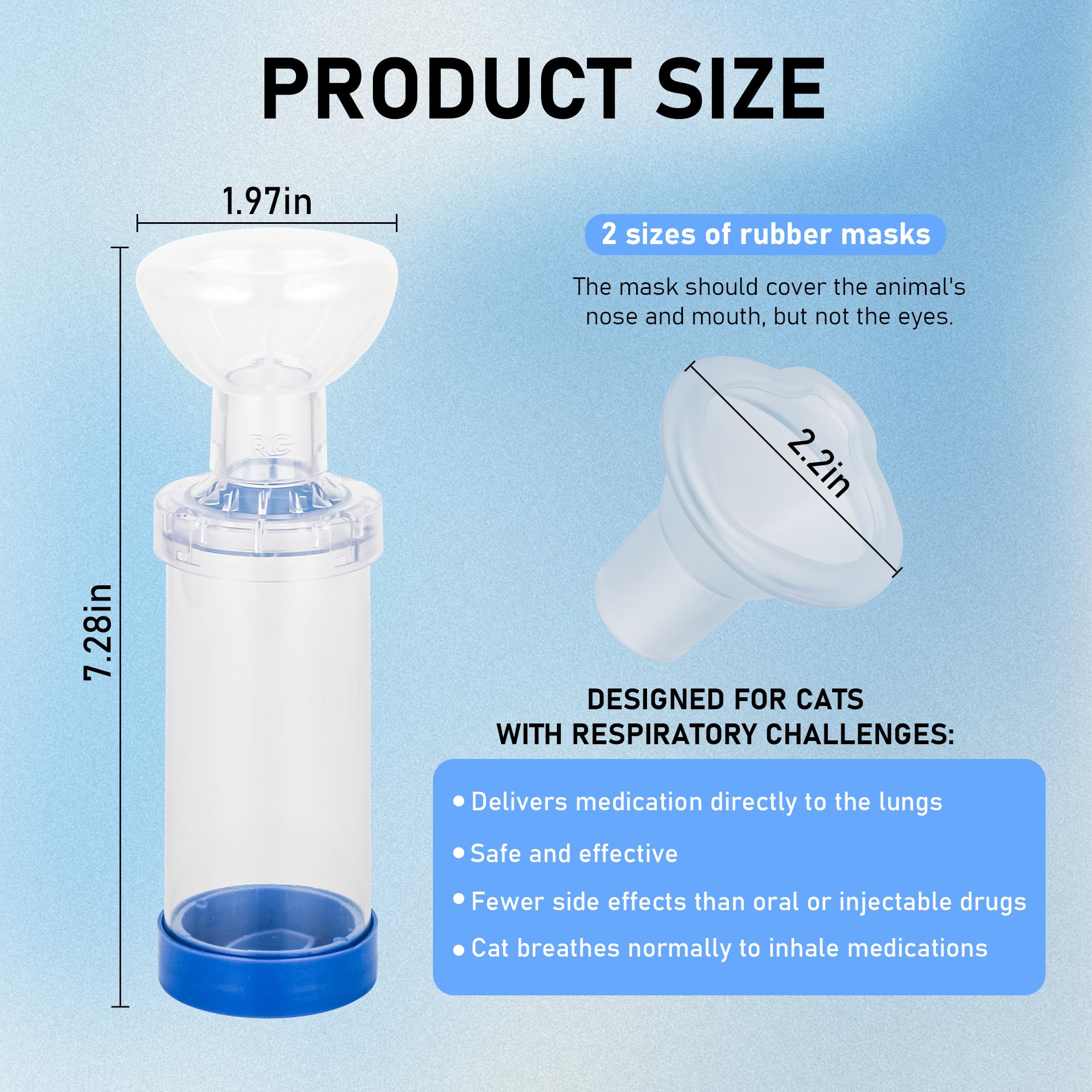 plceo inhalateur-spacer pour chat avec masque petit, utilisation confortable