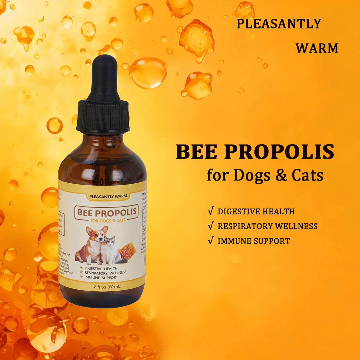 Pleasantly Warm Propolis, facile dosage dans nourriture ou eau.