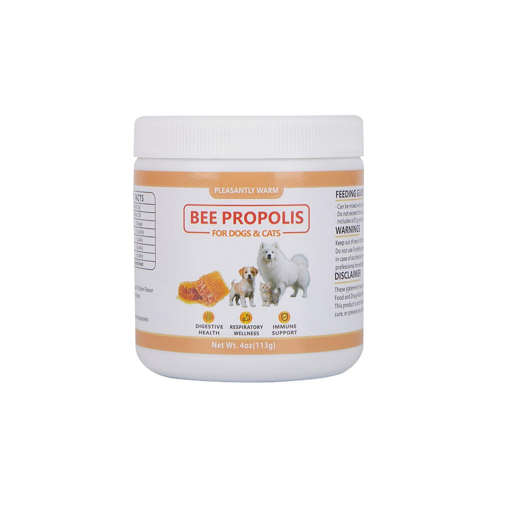 Poudre Pleasantly Warm Propolis à ajouter au repas ou à l’eau des animaux.