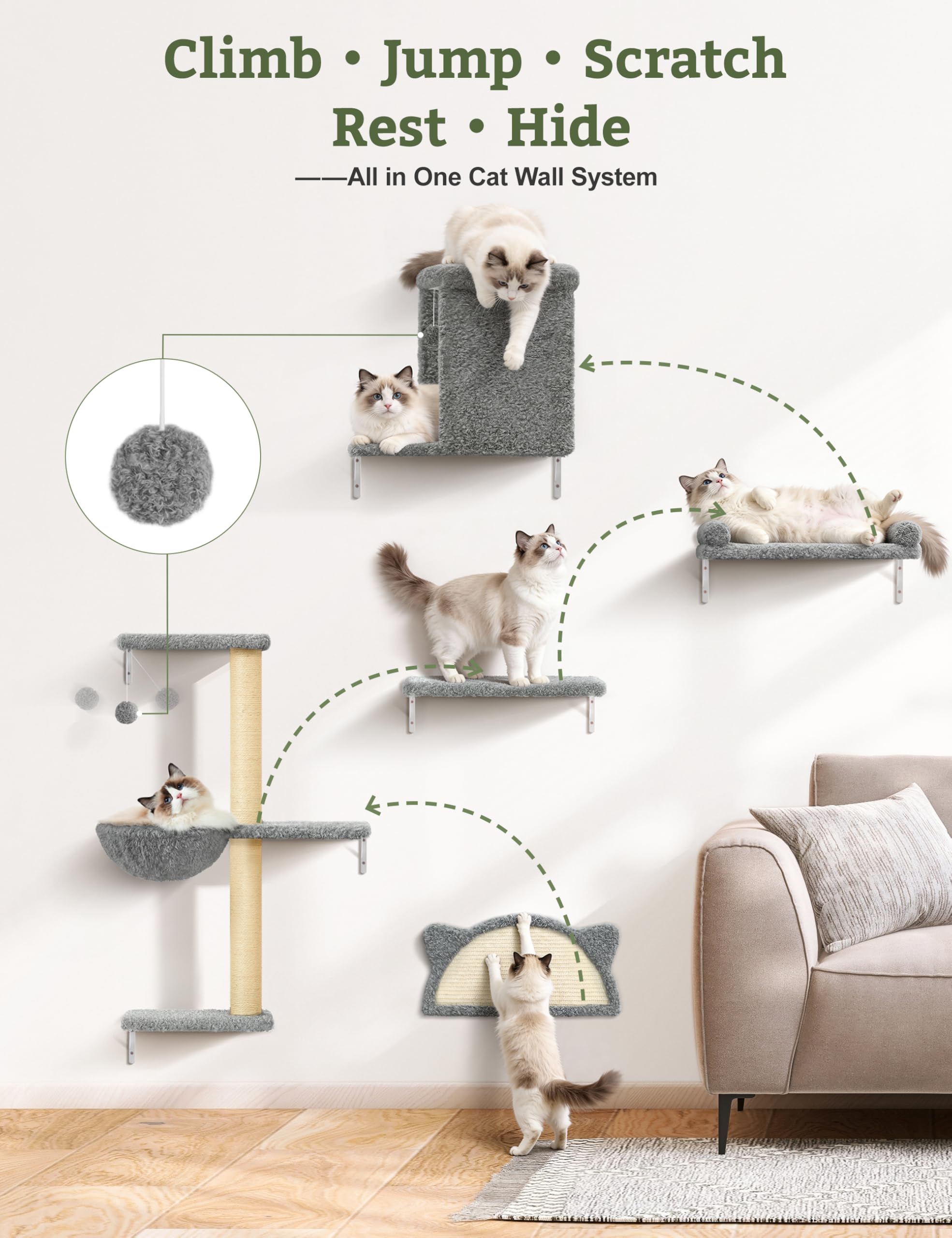 Canapé chat PLEKER, endroit confortable pour des siestes en hauteur.