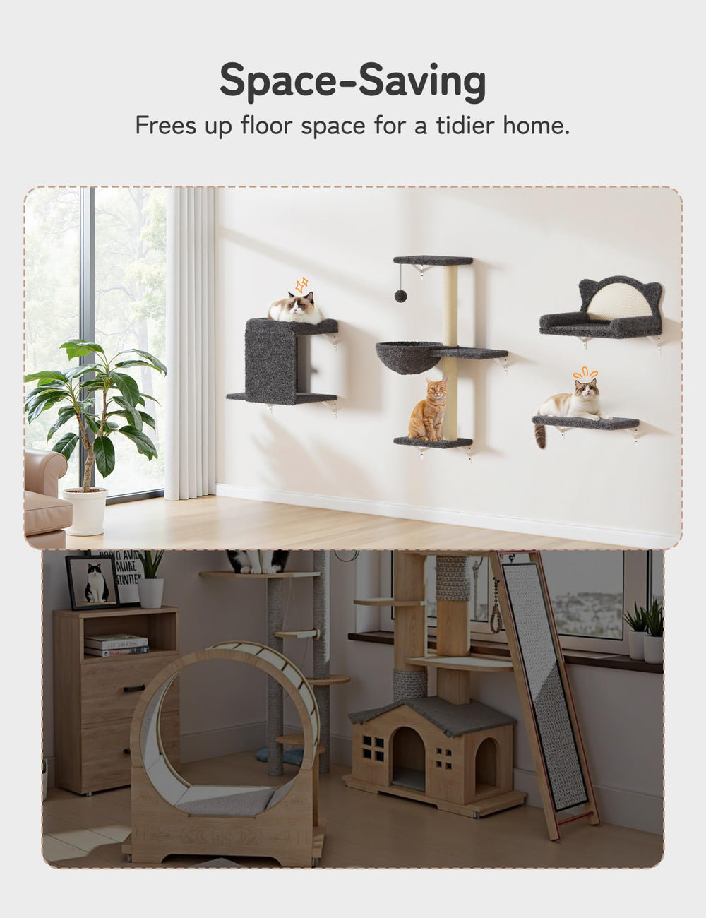 PLEKER parfait pour appartements et foyers multi-chats – sol libre et pratique.