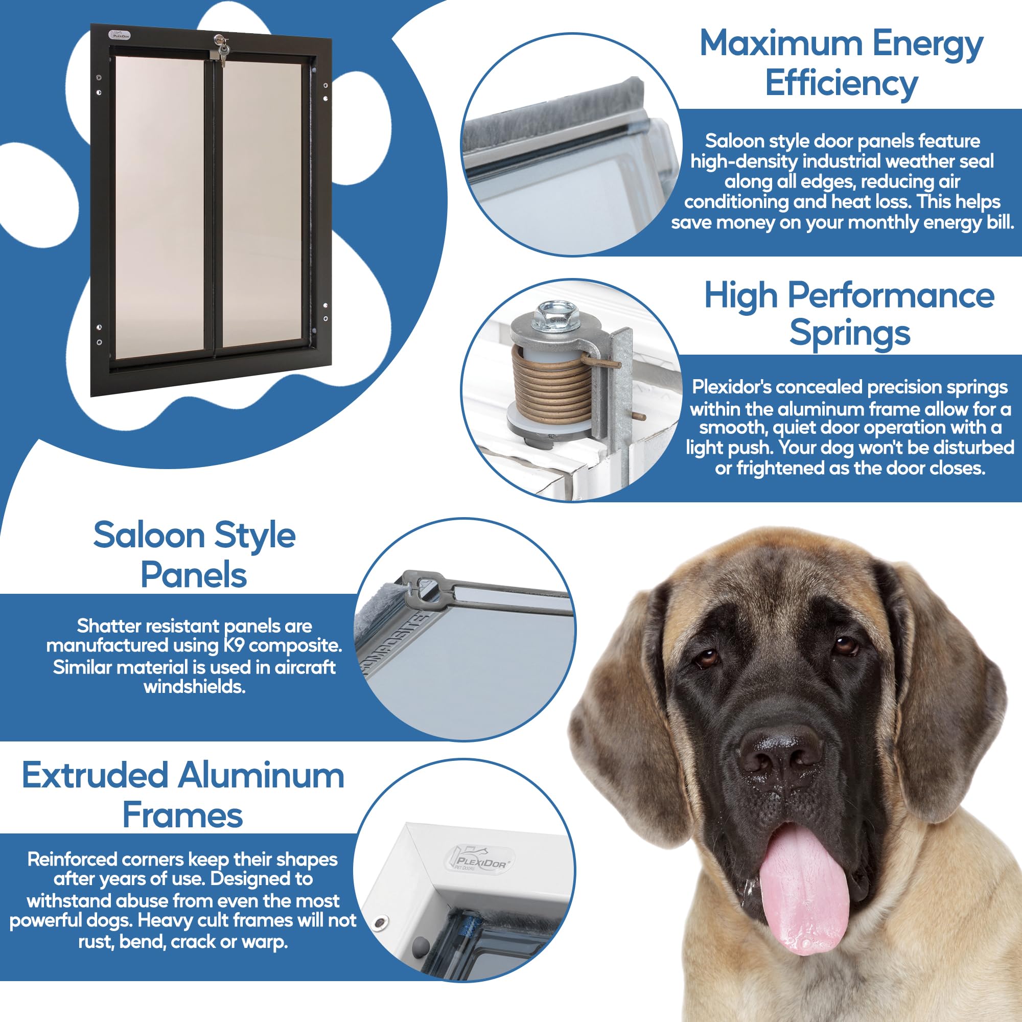 PlexiDor durabilite-usage-quotidien bronze XL: porte robuste pour animaux actifs.