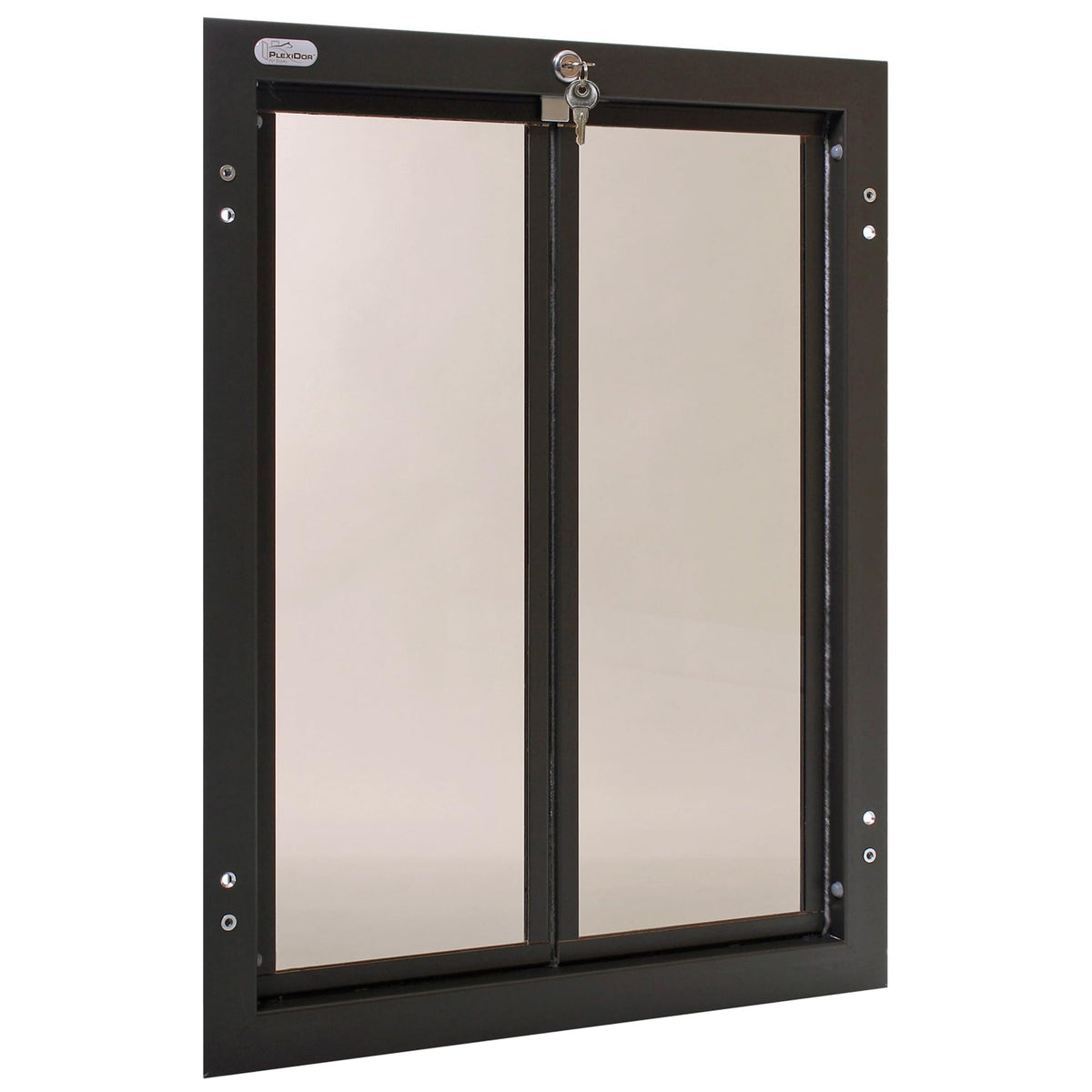 PlexiDor porte-chien bronze XL, montage sur porte pour un accès sécurisé.