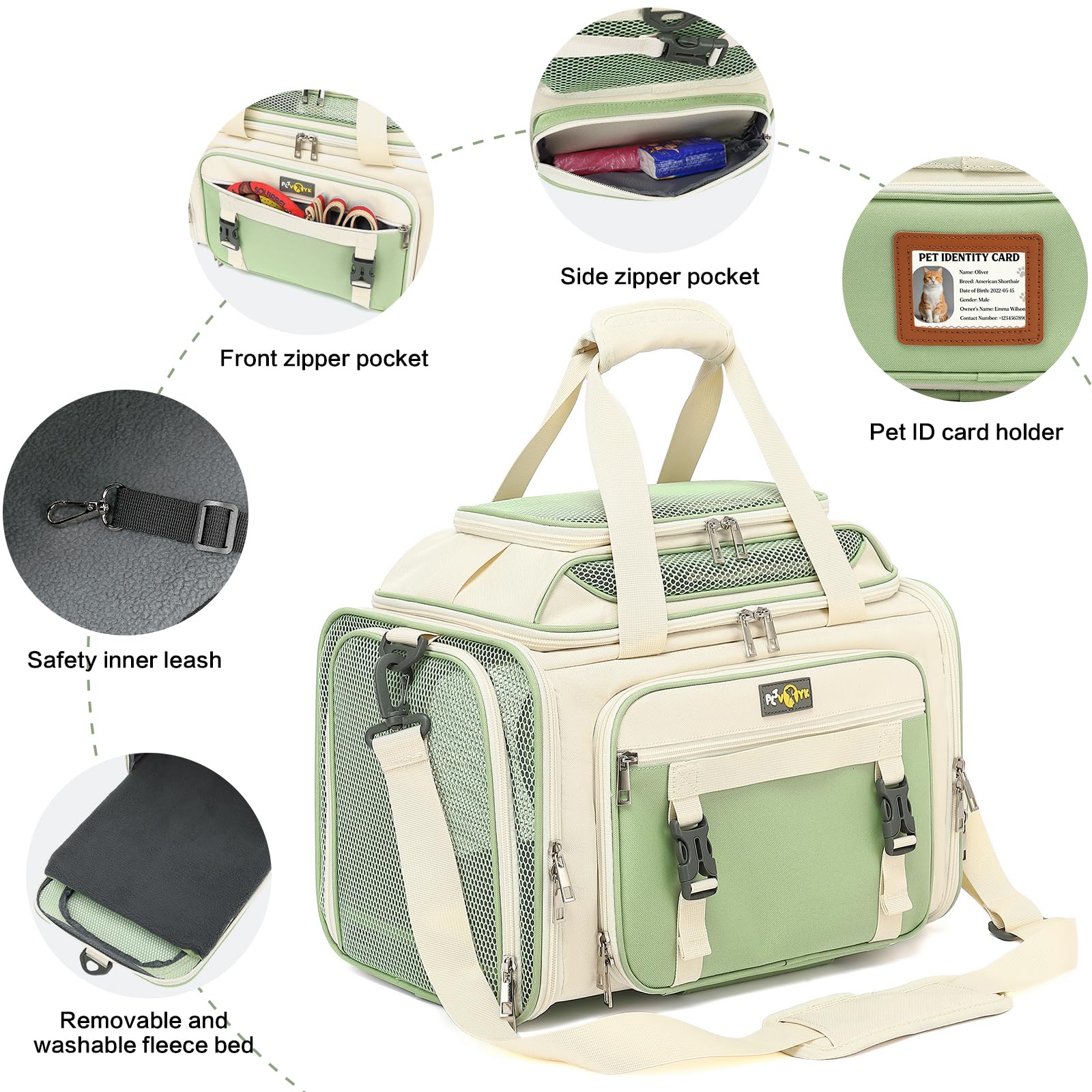 PLJVOYK sac portage chat petit toit extensible pour plus d'espace