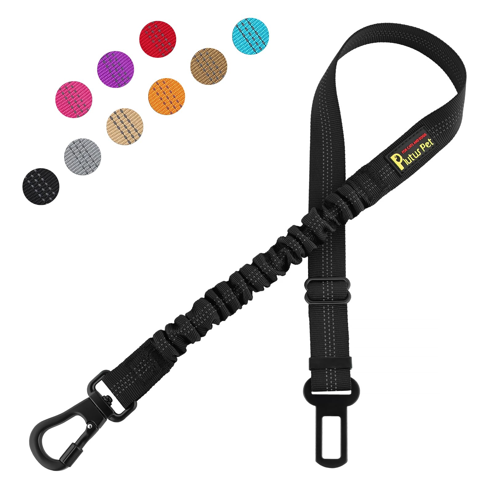 PLUTUS PET ceinture chien voiture avec mousqueton : fixation sûre au harnais.
