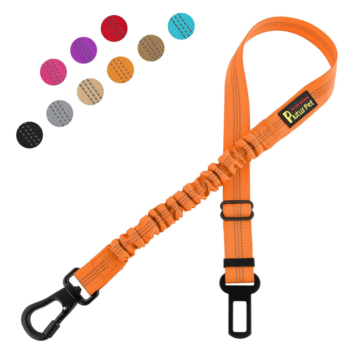 PLUTUS PET Ceinture siège chien, clip carabine pour sécurité routière.
