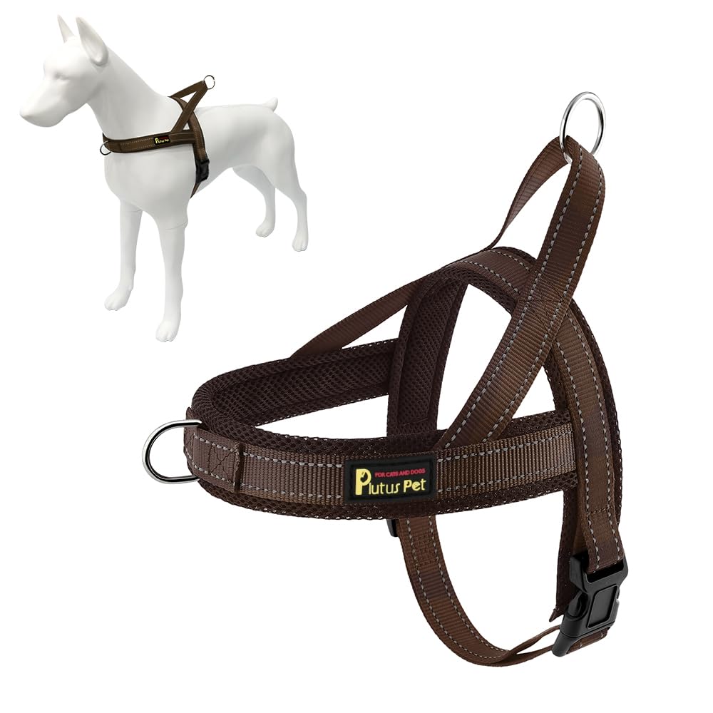 PLUTUS PET harnais sans tirage avec maillage respirant pour le confort lors des promenades.
