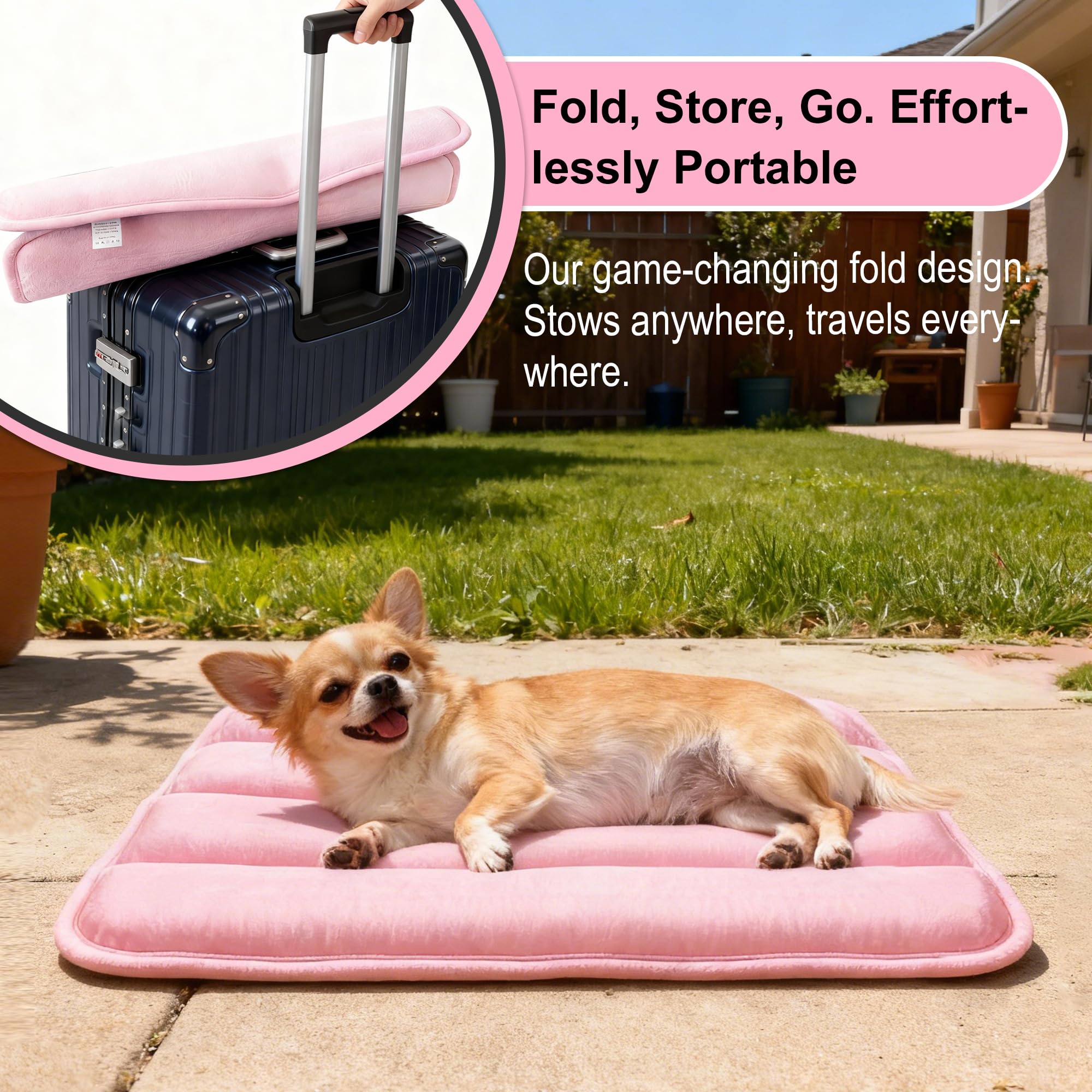 Pobopobo tapis repos plat pour chien rose, ajustement facile.