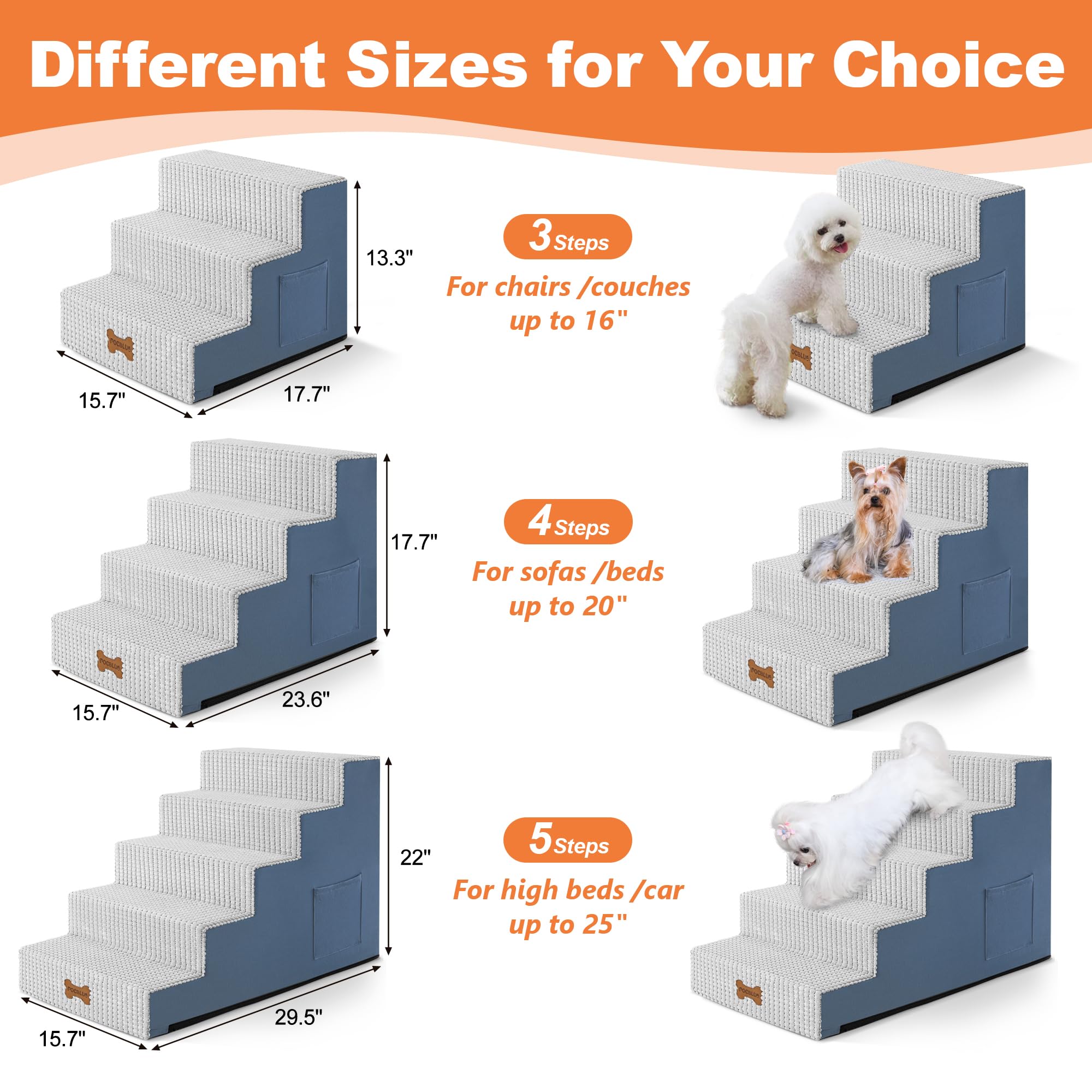 POCBLUE escalier avec poches latérales pour accessoires du chien.