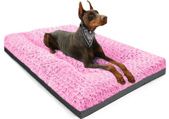POCBLUE lit-chien-velours-rose: couchage doux après promenade