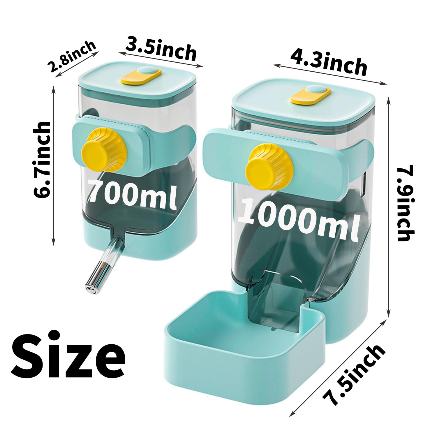 PODOO distributeur de nourriture pour lapin, capacité 34oz et accès pratique.