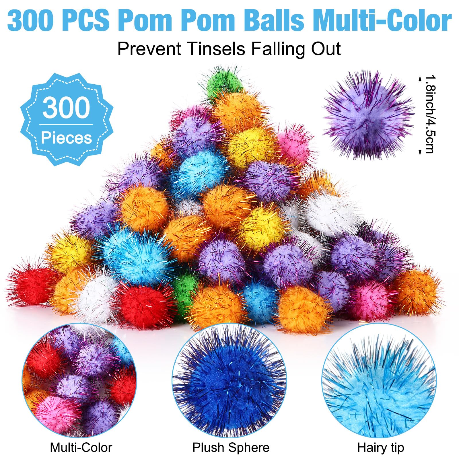 Poen boules chat pom-pom tinsel arc-en-ciel, pour stimuler l'exercice.