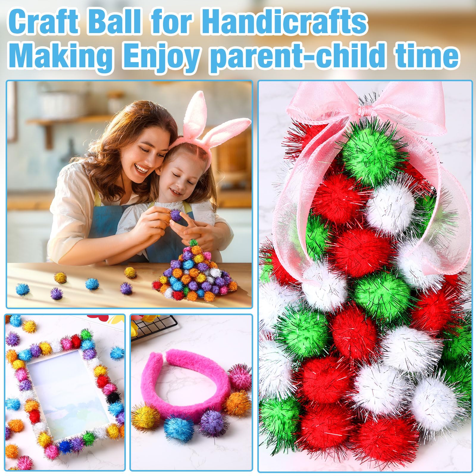 Poen boules chat pom-pom usage bricolage et jeu quotidiens.