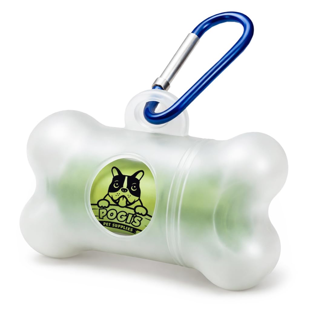 Distributeur Pogis pour sacs à crottes avec mousqueton métallique prêt à fixer