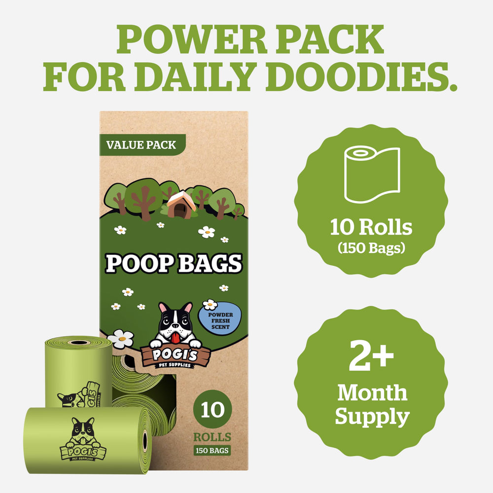 Sacs Pogi's recyclables: emballage et noyau en carton recyclé.