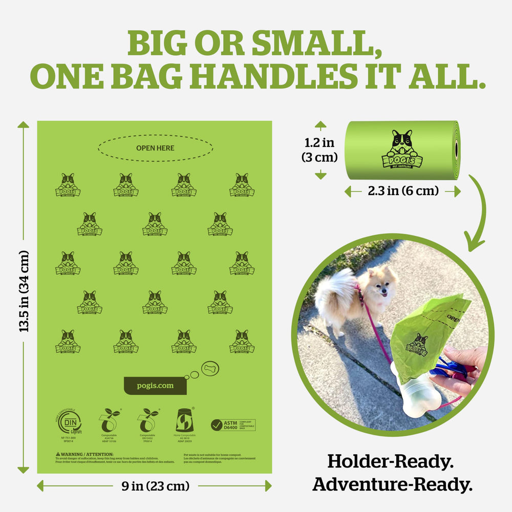 Pogi's sacs compostables taille 9x13 pouces pour les besoins difficiles.