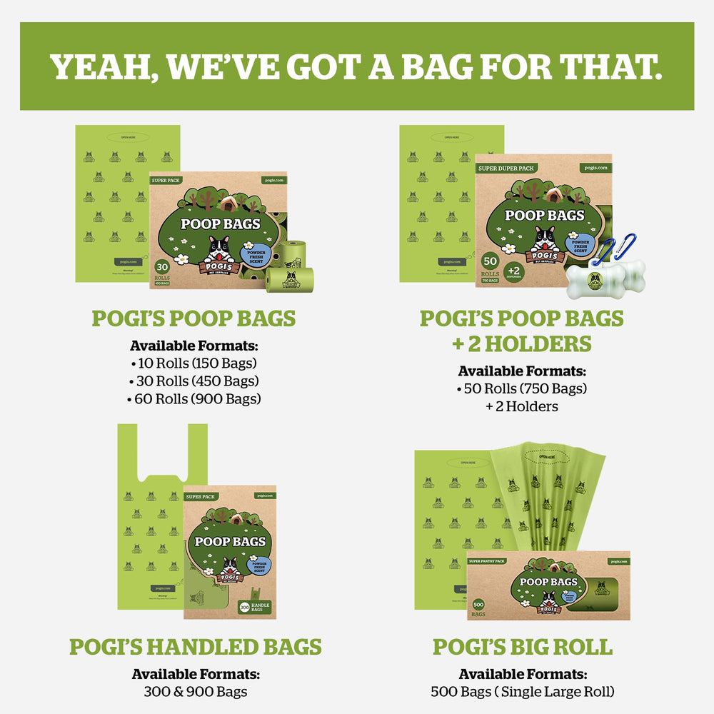 Rouleau pratique Pogi's Poop Bags pour le quotidien, sans encombrement.