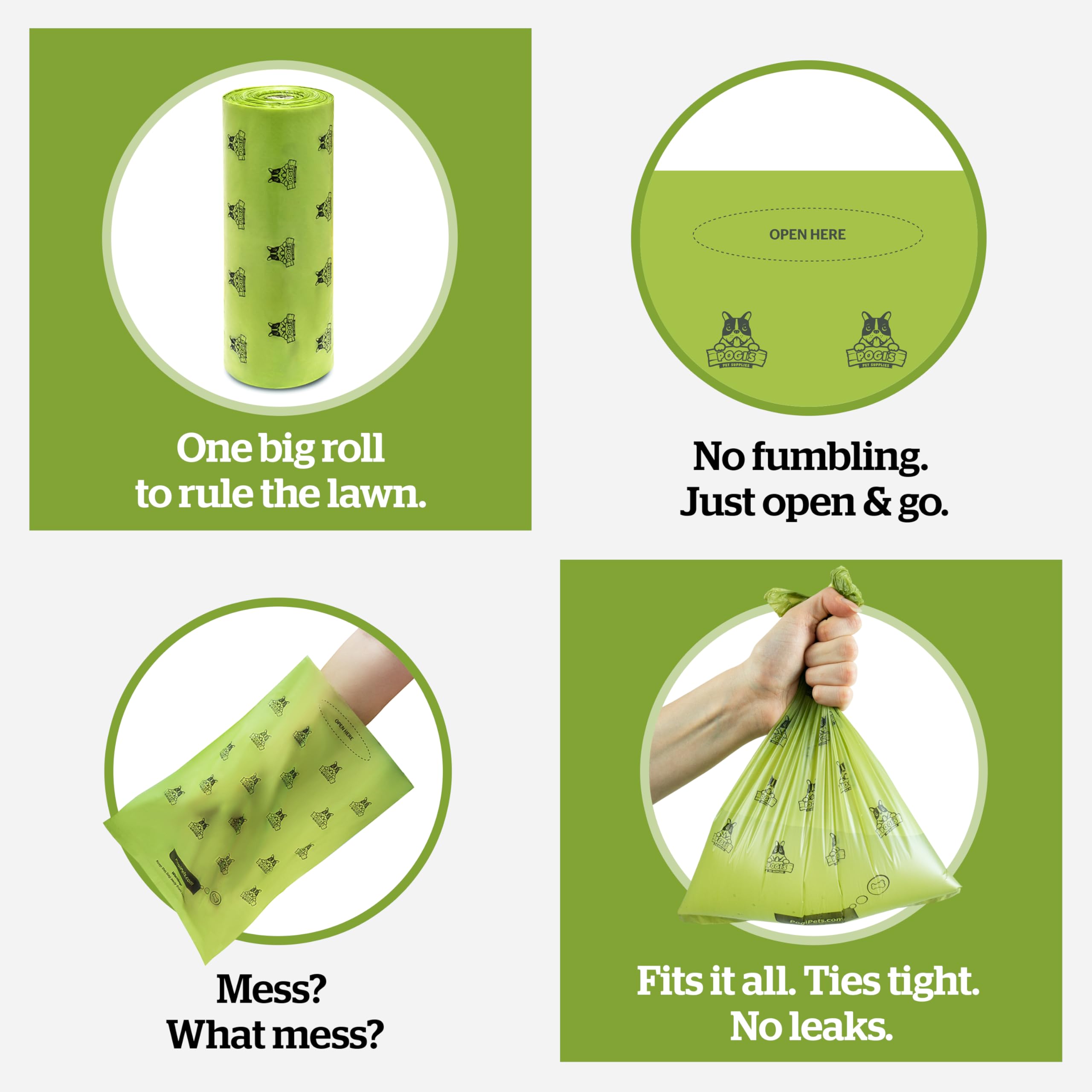 Sacs sans parfum Pogi's Poop Bags, parfaits pour les intérieurs sensibles.