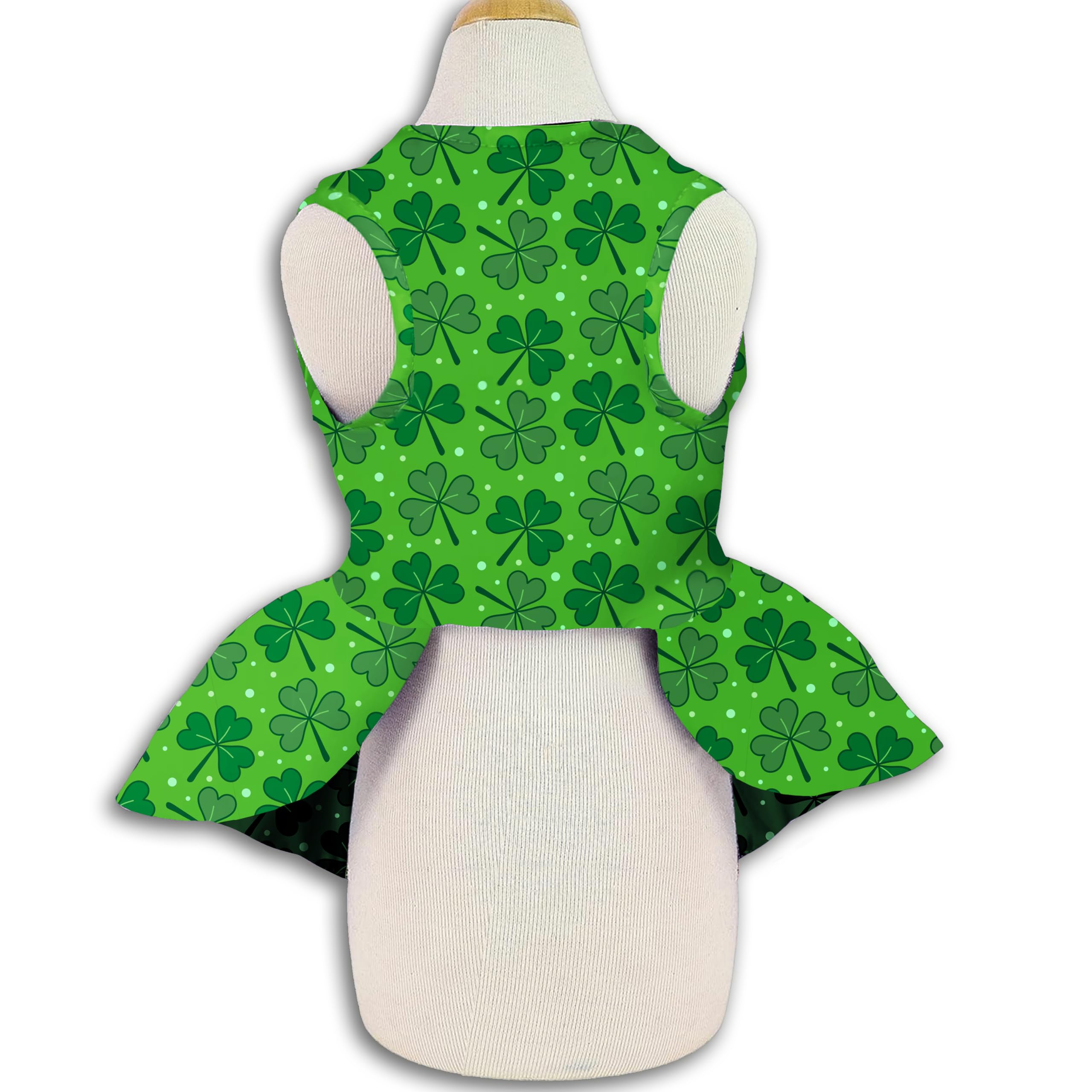 Robe Pohshido Saint-Patrick pour chien avec grand nœud satiné vert, élégant