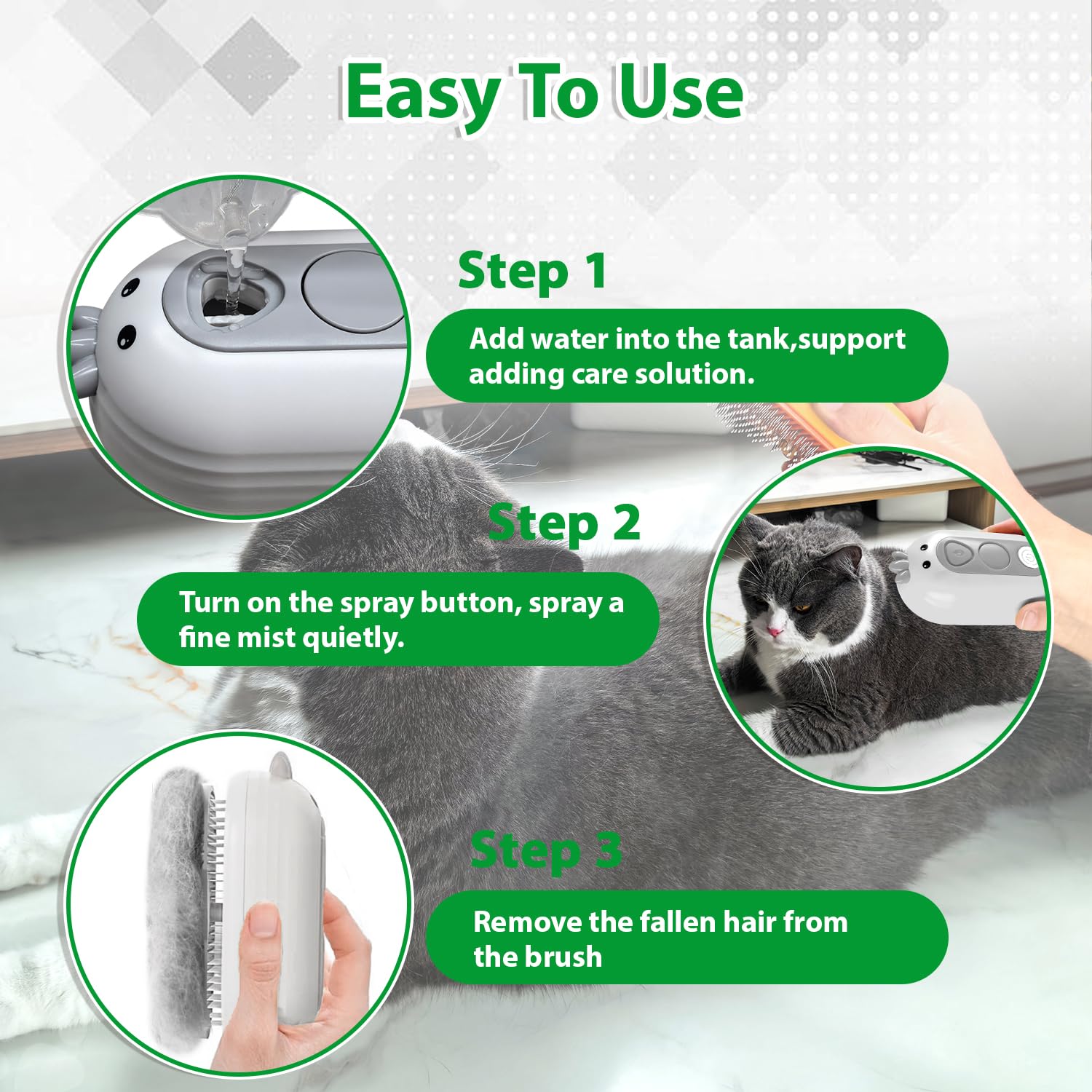 POIIOPY brosse sans eau idéale pour animaux sensibles