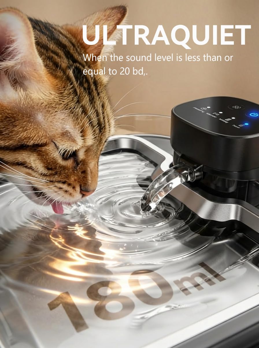 Pokpet fontaine sans fil et batterie 4000mAh, liberté d’emplacement et autonomie
