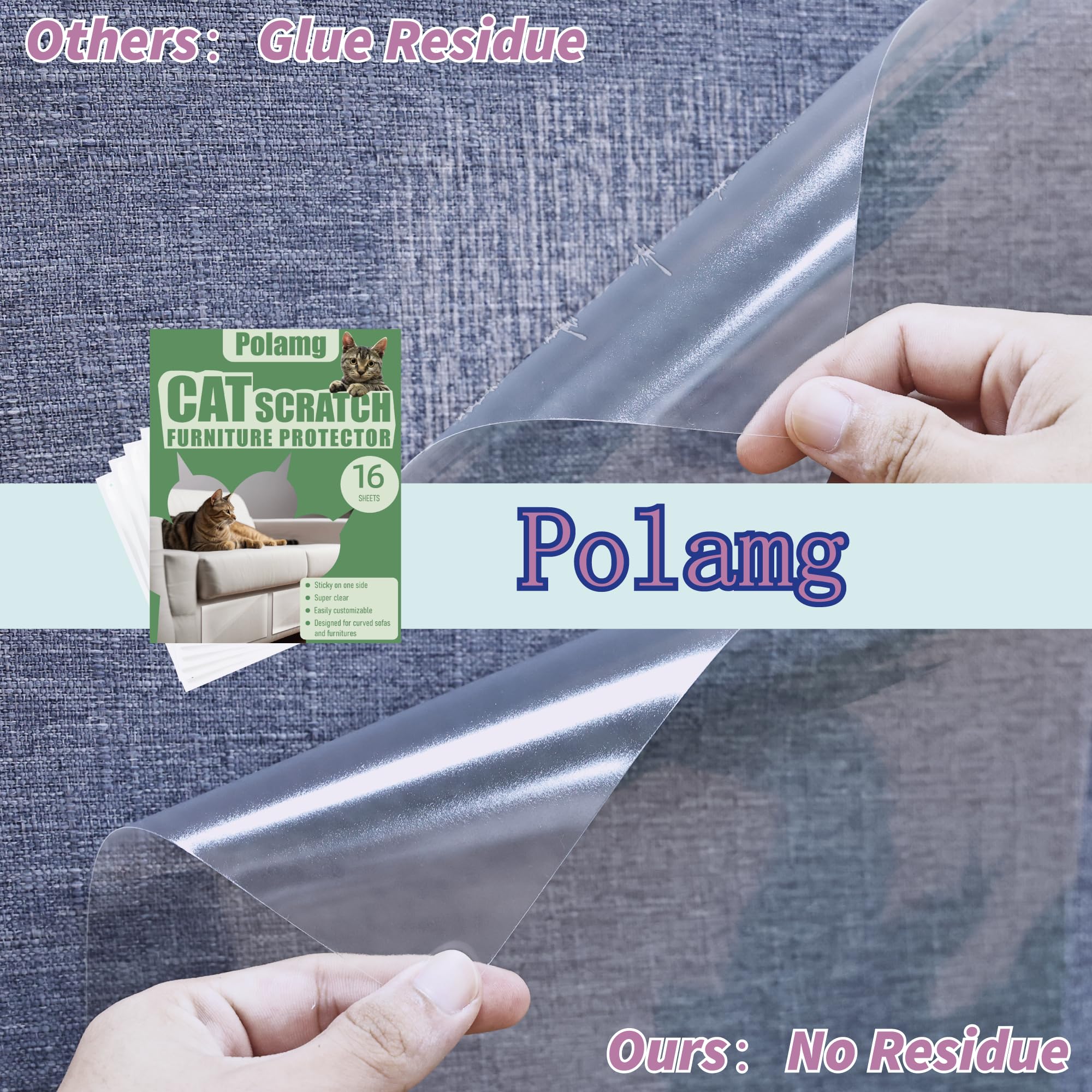 Protection transparente Polamg, sans odeur pour canapé et mobilier.