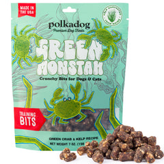 Polkadog bouchées-crabe-vert-kelp-dressage: texture croquante idéale pour l'entraînement.
