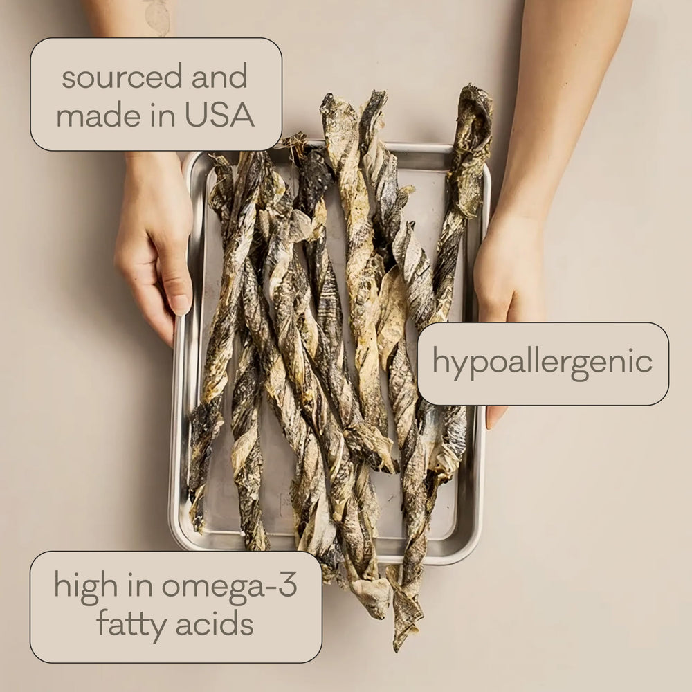 Polkadog Cod Skins: tranches croquantes idéales comme récompense légère.