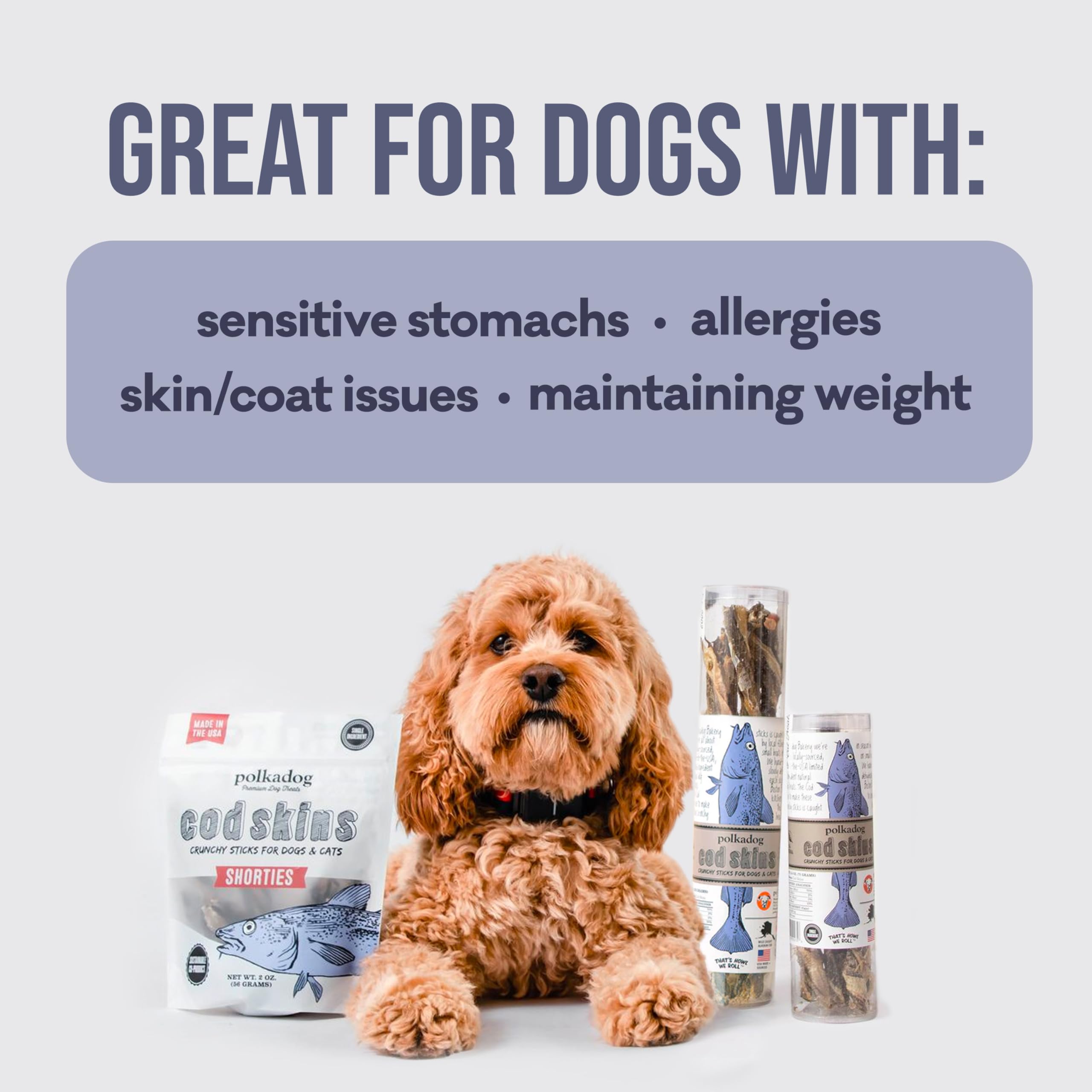 Polkadog Peaux de Morue pour Chiens — peut soutenir une santé dentaire potentielle.
