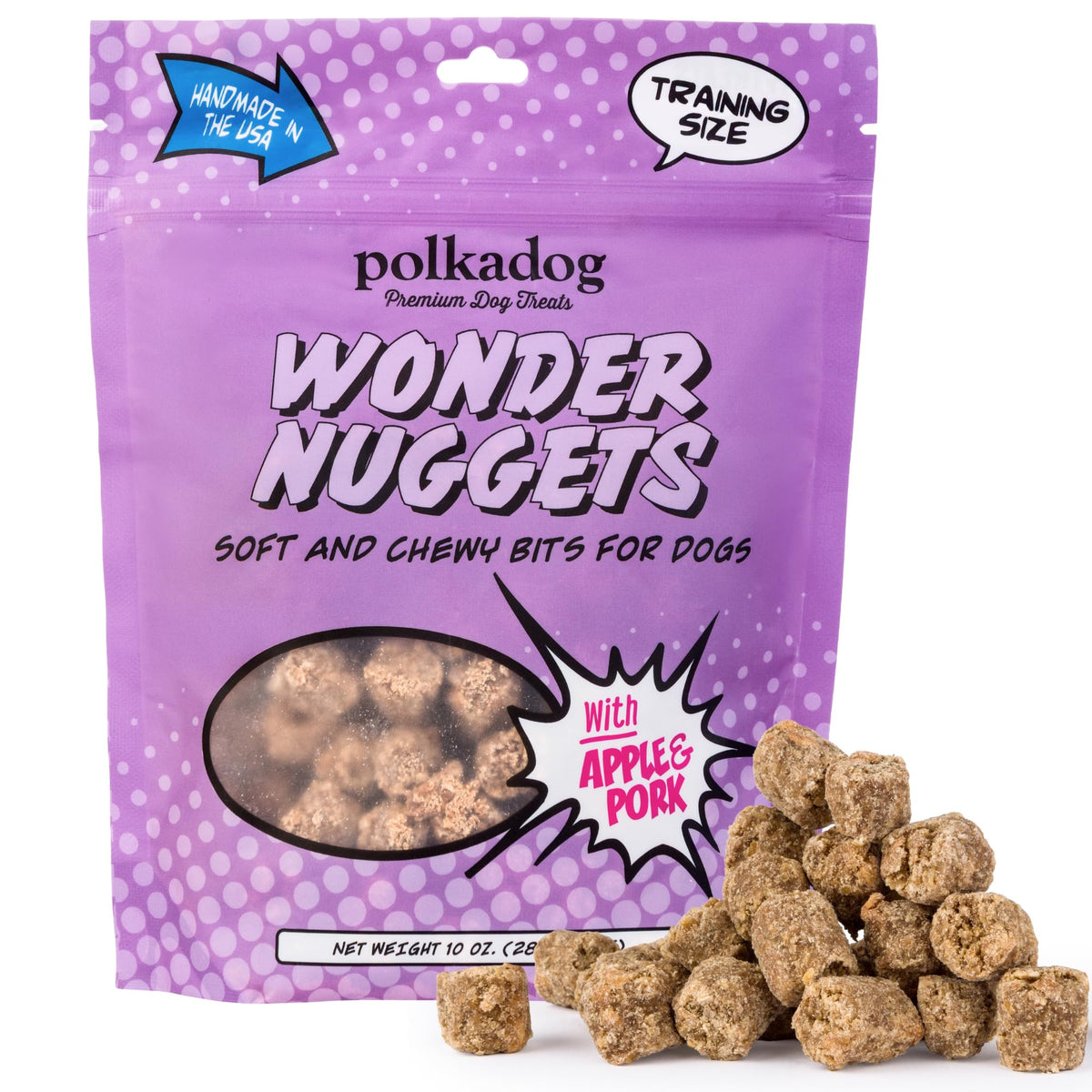 Polkadog Wonder Nuggets – sachet emballage visible, récompense pratique pour l'entraînement.