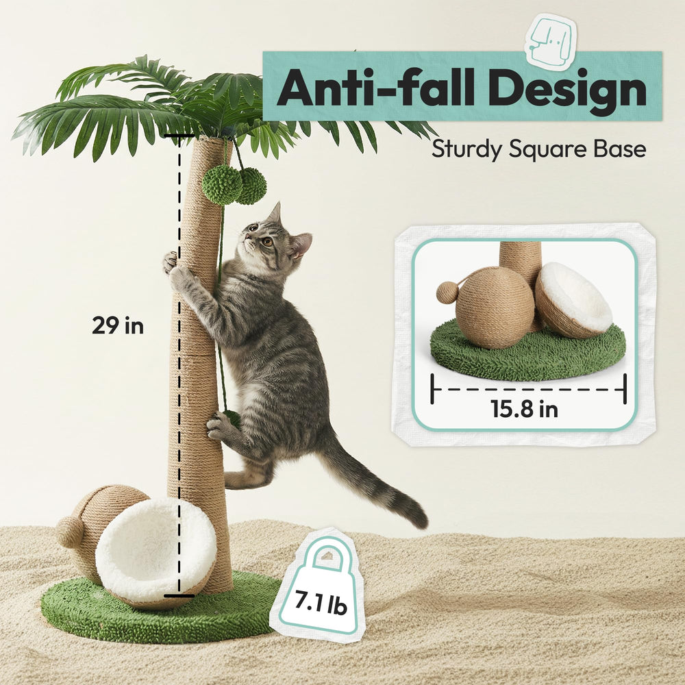 POMESEA arbre chat palmier 33 po idéal pour chats d'intérieur actifs.