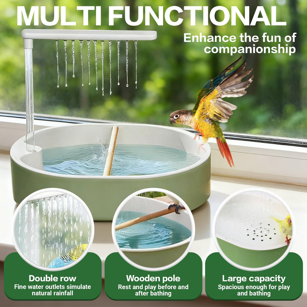 POMFAEE eau courante encourage le toilettage et l'activité des oiseaux.