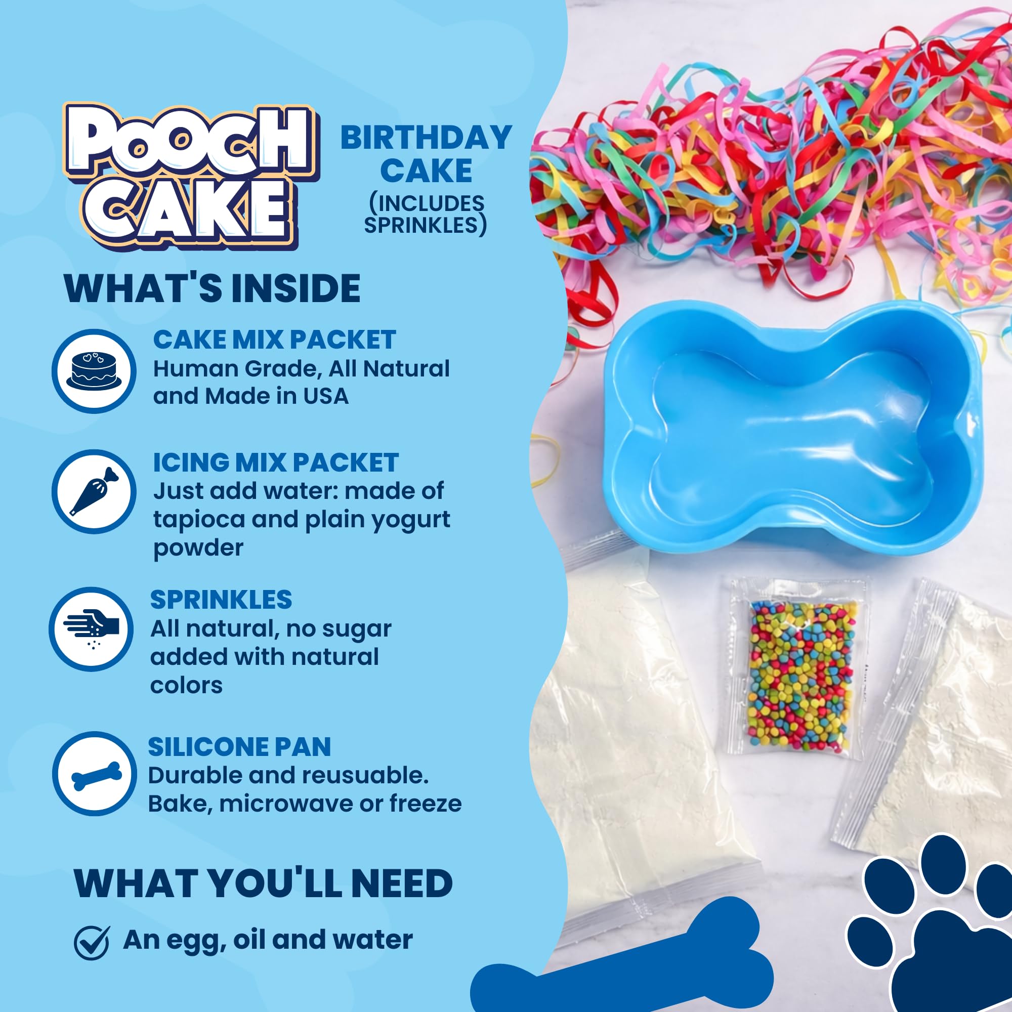 Pooch Cake Kit Pépites arcs-en-ciel pour un dessert coloré et festif.