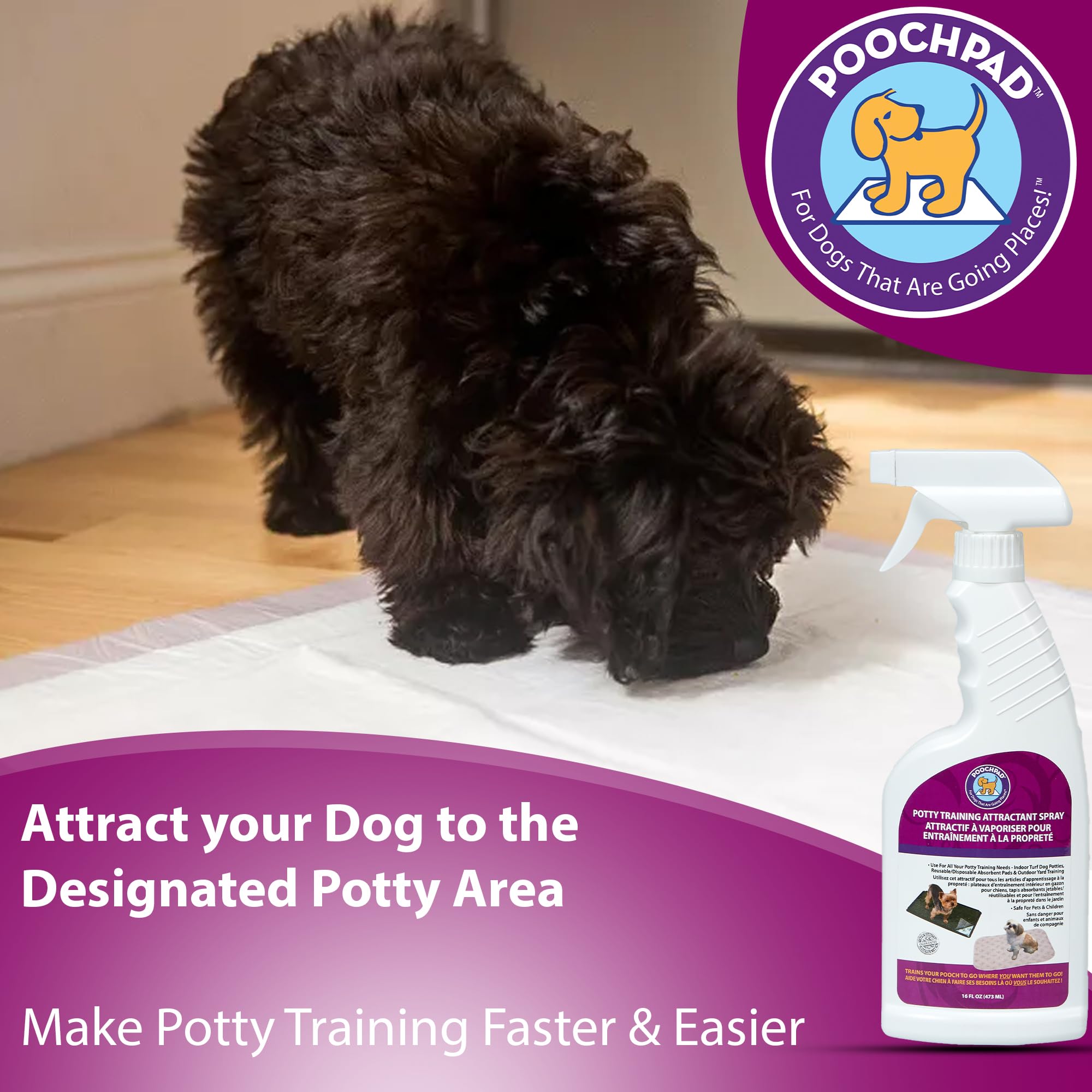 PoochPad Spray usage sur gazon artificiel intérieur et extérieur