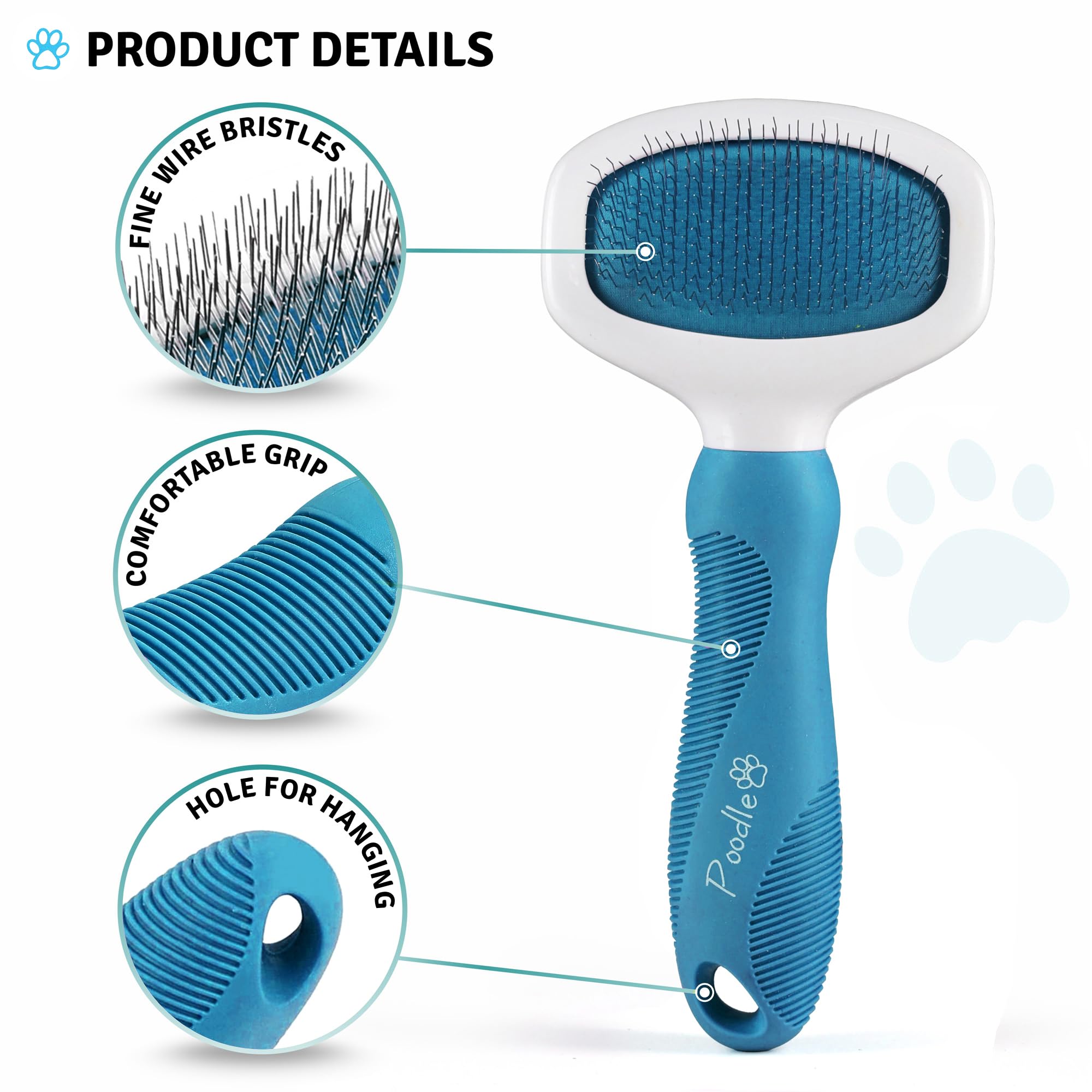 POODLIE Brosse Slicker pour chat: rafraîchit le pelage et enlève les poils morts