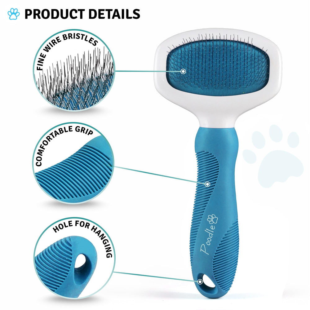 POODLIE Brosse Slicker pour chat: rafraîchit le pelage et enlève les poils morts
