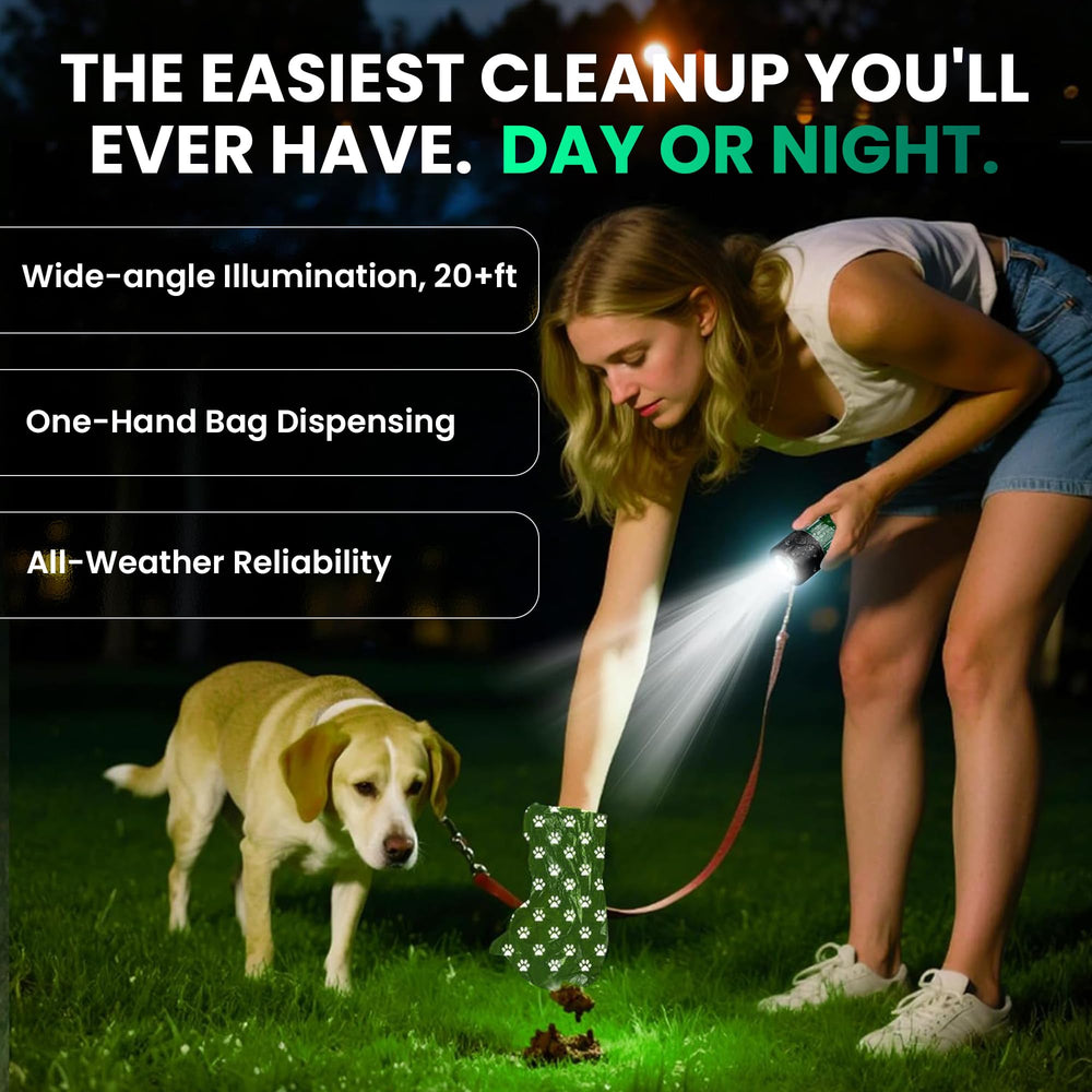 Utilisation mains-libres Poop Mate lors d’une promenade avec chien
