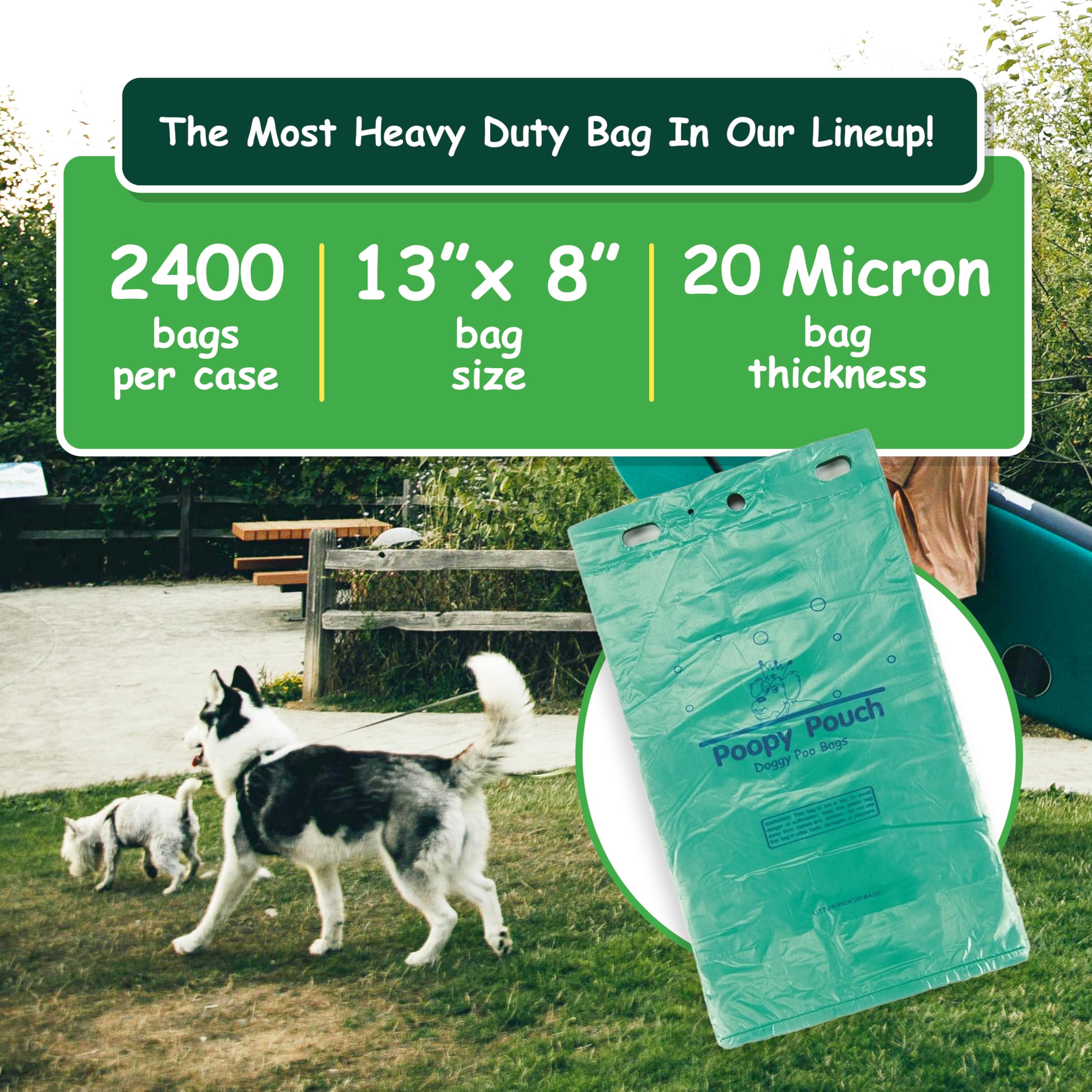Poopy Pouch - sac poubelle vert opaque, design discret et robuste.