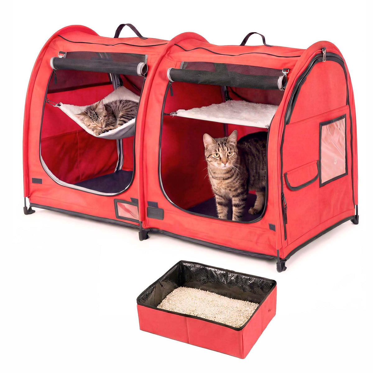 Porayhut Mispace cage chat double compartiments offrant espace spacieux pour se détendre